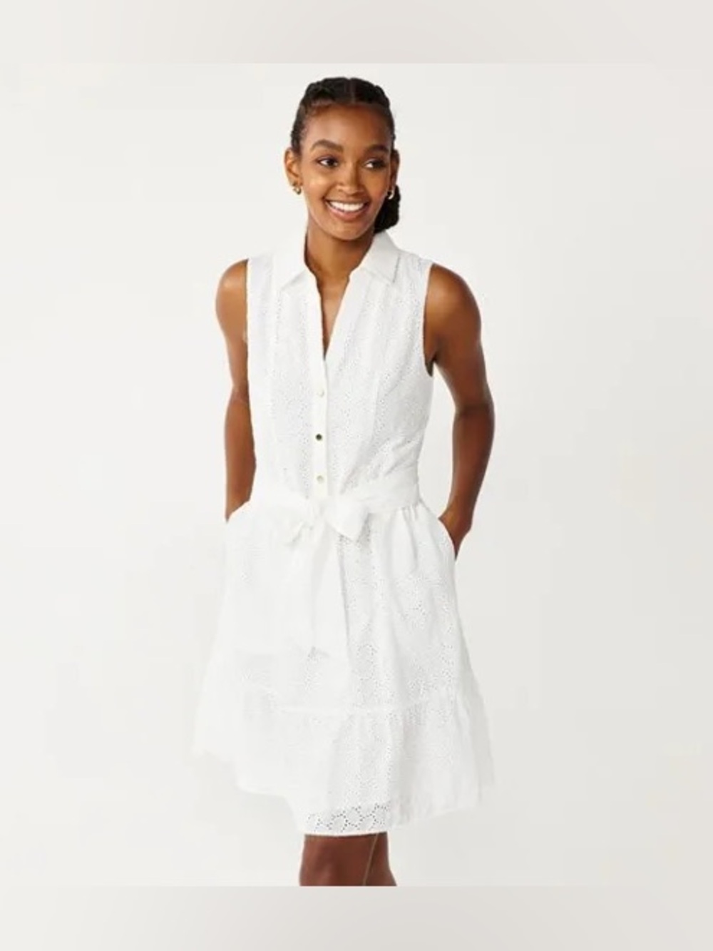 Draper James White Eyelet
Sleeveless Medium Tiered Dress